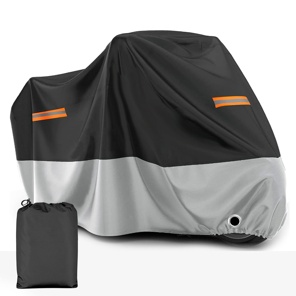 Beloadence Motorcycle Cover Waterproof Outdoor, All Season Weather Sun Rain Protection Night Reflective with Lock-Holes & Storage Bag, XL
