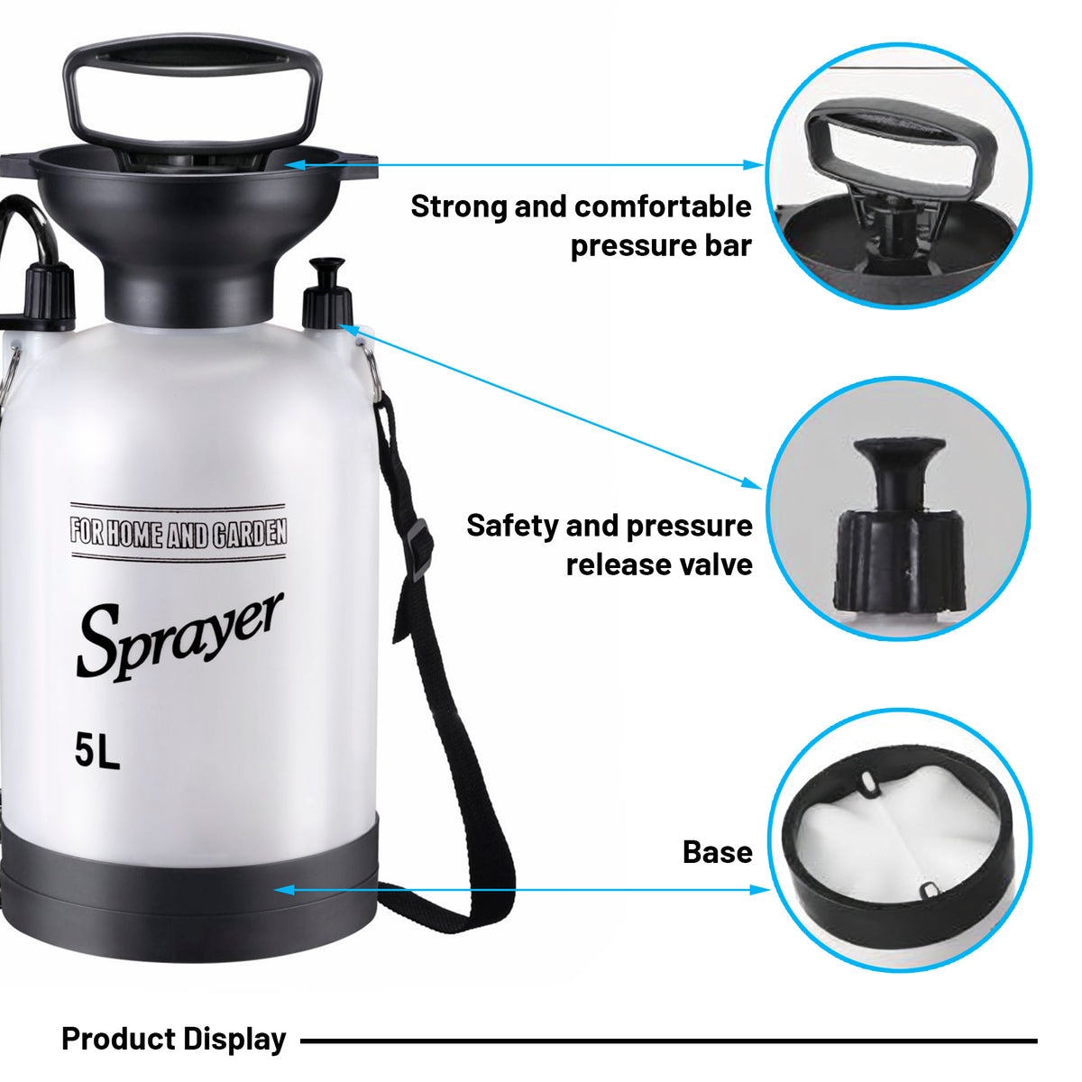 Beloadence Portable Camping Shower, Manual Pressure Outdoor Shower with Spray Nozzle for Camping, Beach, Surfing, Garden, Car Wash & Dorm Use, 5L, Hands-Free Carry