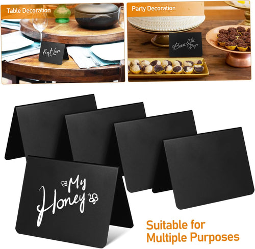 15 Pack Mini Chalkboard Signs 4"x3" - Shatterproof Small Food Labels for Party Buffet & Bakery - Erasable L-Shape Table Numbers with 2 Liquid Markers & Cleaning Rag