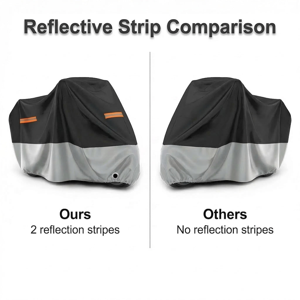 Beloadence Motorcycle Cover Waterproof Outdoor, All Season Weather Sun Rain Protection Night Reflective with Lock-Holes & Storage Bag, XL