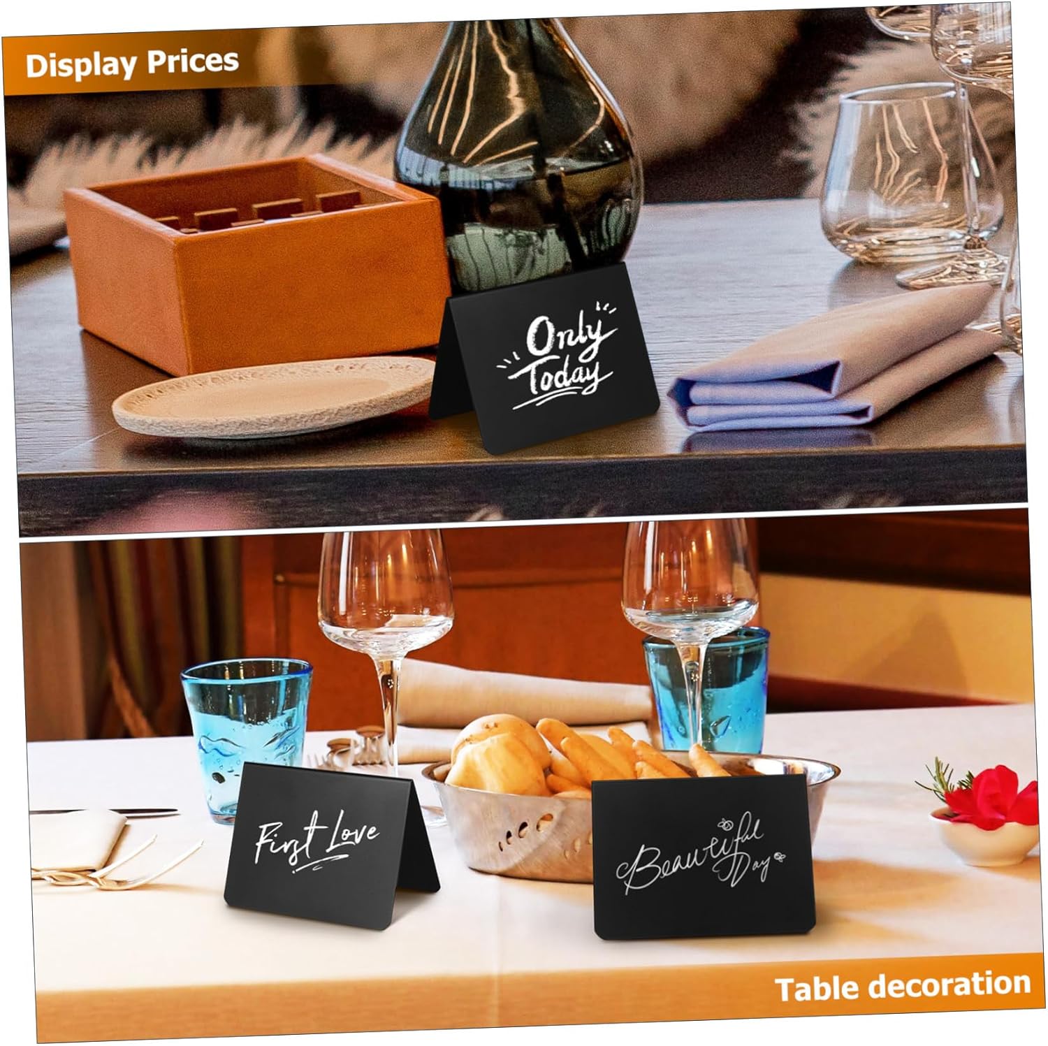 15 Pack Mini Chalkboard Signs 4"x3" - Shatterproof Small Food Labels for Party Buffet & Bakery - Erasable L-Shape Table Numbers with 2 Liquid Markers & Cleaning Rag