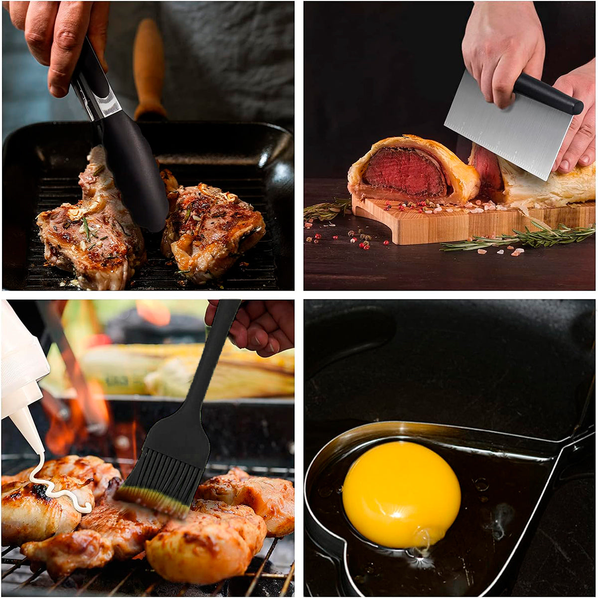 Griddle Accessories,15 Pcs Flat Top Grill Accessories kit for Blackstone and Camp,Stainless Steel BBQ Accessories with Spatula, Basting Cover,Tongs,Egg Mold & Carry Bag for Outdoor BBQ Teppanyaki