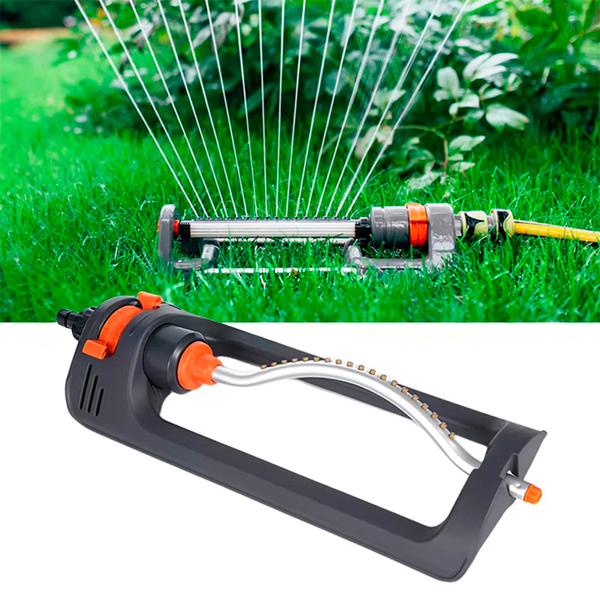 Beloadence Sprinklers for Yard, Lawn Sprinkler, Adjustable, 19 Precision Nozzle, Large Coverage Area, Dark Grey