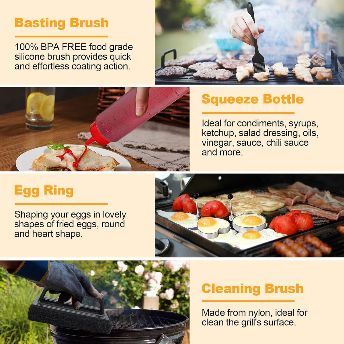 29pcs Griddle Accessories Kit,Grill Tools Set for Blackstone,Hibachi Enlarged Spatula Set with Basting Cover,Burger Press Patty Maker for Outdoor Teppanyaki BBQ