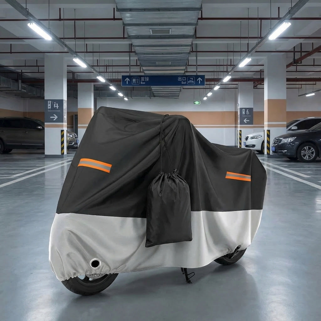 Beloadence Motorcycle Cover Waterproof Outdoor, All Season Weather Sun Rain Protection Night Reflective with Lock-Holes & Storage Bag, XL
