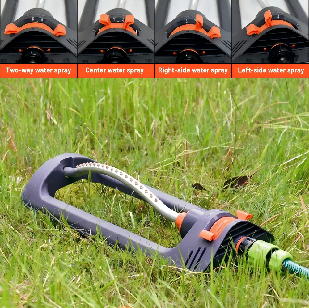 Beloadence Sprinklers for Yard, Lawn Sprinkler, Adjustable, 19 Precision Nozzle, Large Coverage Area, Dark Grey