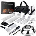Griddle Accessories,15 Pcs Flat Top Grill Accessories kit for Blackstone and Camp,Stainless Steel BBQ Accessories with Spatula, Basting Cover,Tongs,Egg Mold & Carry Bag for Outdoor BBQ Teppanyaki