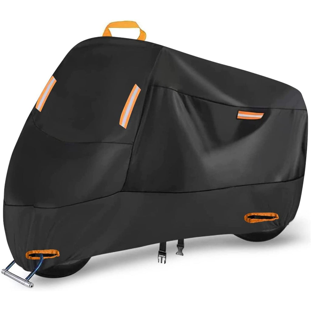 Motorcycle Cover Waterproof Outdoor, All-Season Sun Rain Wind Dust Protection, Lock-Holes Security, Storage Bag Included, Universal Motorbike Powersports Dirtbike Cover,XL